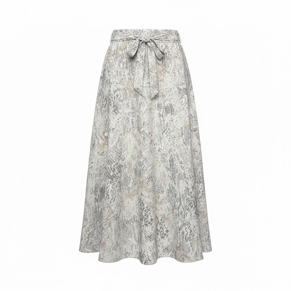 Chicos Flowy Snake Print Maxi Chiffon Skirt Size 6 Glam Boho Fairy Luxe